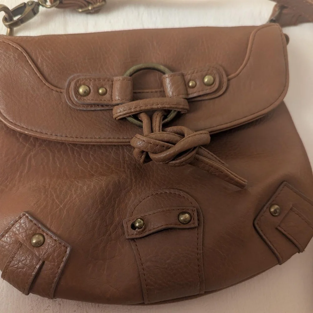 Kimchi Blue Brown Faux Leather Crossbody Saddle Bag